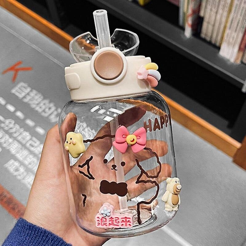 600ml Kawaii söpö pullo, söpö Push-bottom Flip Lid, Kawaii vuotamaton kahvi hinta ja tiedot | Juomapullot | hobbyhall.fi