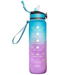 1000ml vapaa motivoiva urheilukannu, jossa on aikamerkintä Outdoor Fitness Mug Gradient Color Mug Outdoor Frosted vesipullo hinta ja tiedot | Juomapullot | hobbyhall.fi