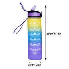 1000ml vapaa motivoiva urheilukannu, jossa on aikamerkintä Outdoor Fitness Mug Gradient Color Mug Outdoor Frosted vesipullo hinta ja tiedot | Juomapullot | hobbyhall.fi