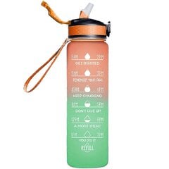 1000ml vapaa motivoiva urheilukannu, jossa on aikamerkintä Outdoor Fitness Mug Gradient Color Mug Outdoor Frosted vesipullo hinta ja tiedot | Juomapullot | hobbyhall.fi