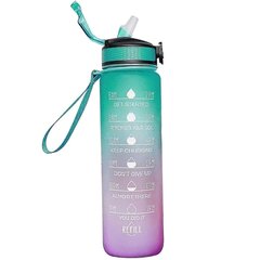 1000ml vapaa motivoiva urheilukannu, jossa on aikamerkintä Outdoor Fitness Mug Gradient Color Mug Outdoor Frosted vesipullo hinta ja tiedot | Juomapullot | hobbyhall.fi