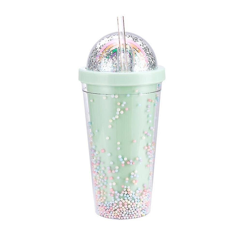 550ml sateenkaaren muovinen vesipullo kaksikerroksinen Sequins juominen kuppi olki naisten tyttö lahja vihreä hinta ja tiedot | Juomapullot | hobbyhall.fi