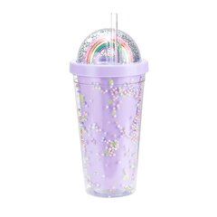 550ml sateenkaaren muovinen vesipullo kaksikerroksinen Sequins juominen kuppi olki naiset tyttö lahja violetti hinta ja tiedot | Juomapullot | hobbyhall.fi