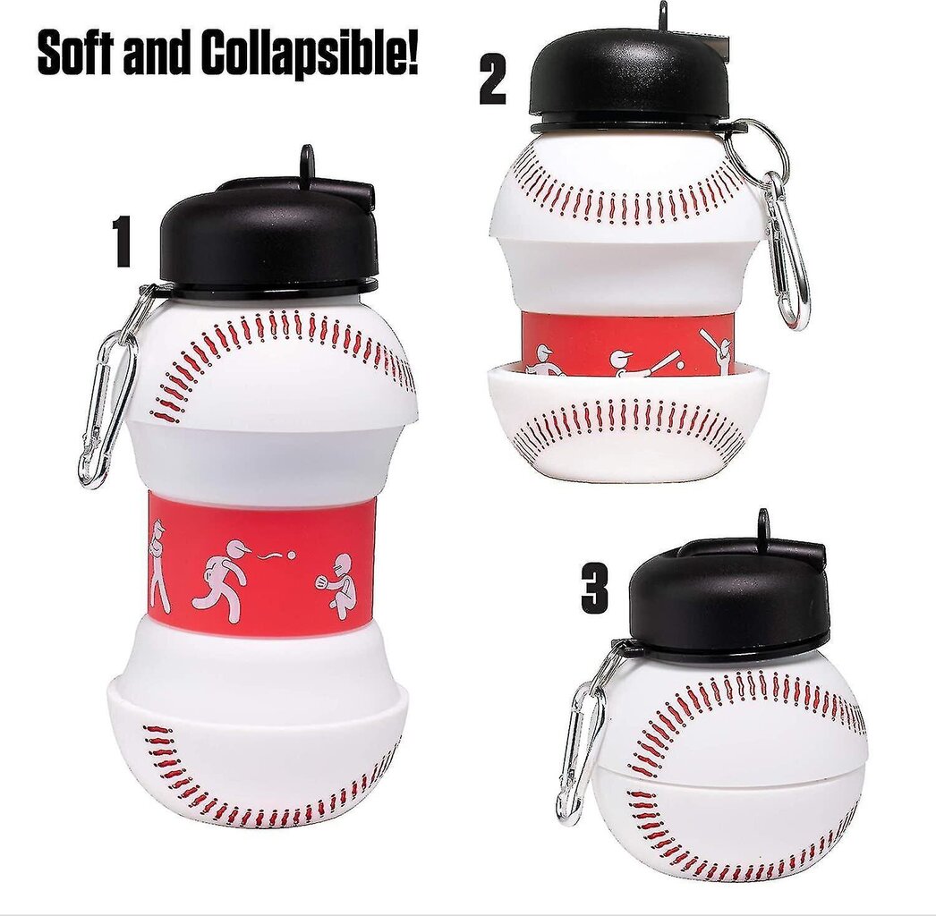 Clip-On kokoontaitettava Bpa-vapaa silikoni baseball-vesipullo lapsille, 18 Oz. hinta ja tiedot | Juomapullot | hobbyhall.fi