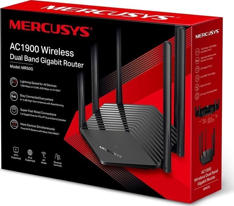 Mercusys Dual-Band Router MR50G 802.11ac, 600+1300 Mbit hinta ja tiedot | Reitittimet ja modeemit | hobbyhall.fi