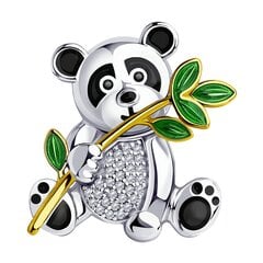 Sidabrinė sagė su emale ir cirkoniais "Panda" 0012918300467 hinta ja tiedot | Rintakorut | hobbyhall.fi