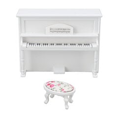 1:12 Nukkekodin pianomalli Valkoinen puinen minipiano musiikkijakkaralla koristelu lahjatarvikkeet hinta ja tiedot | Lasten huonekalusarjat | hobbyhall.fi