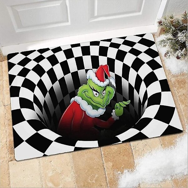 Christmas Grinch 3d Illusion ovimatto liukumaton tervetuliaisovimatto Joulun kodin sisustus B hinta ja tiedot | Isot matot | hobbyhall.fi