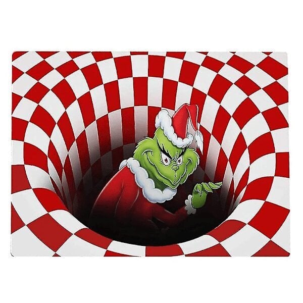 Joulu Grinch 3d Illusion Ovimatto Liukumaton Tervetuliaisovimatto Joulun kodin sisustus A hinta ja tiedot | Isot matot | hobbyhall.fi