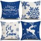 Pack Christmas Tyynyliina, Koristetyynyliina Puuvilla Pellava Puu Snowflake Pure Koristetyynyliina 18 x 18 tuumaa, sininen hinta ja tiedot | Joulukoristeet | hobbyhall.fi