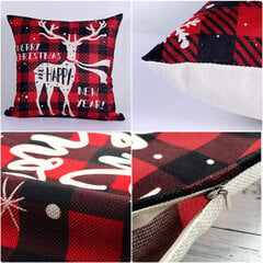 Jouluiset tyynyliinat 4 kpl - Punainen Musta Tartan Xmas Tyynyliinat 18x18, Pellava Christmas Design Tyynyliinat Christmas Square Tyynyliina hinta ja tiedot | Joulukoristeet | hobbyhall.fi