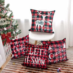 Joulutyynynpäällinen 4 kpl - Punainen Musta Tartan Joulutyynynpäällinen 18x18, Pellava Christmas Design Tyynynpäällinen Christmas Square Tyynynpäällinen hinta ja tiedot | Joulukoristeet | hobbyhall.fi