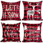 Joulutyynynpäällinen 4 kpl - Punainen Musta Tartan Joulutyynynpäällinen 18x18, Pellava Christmas Design Tyynynpäällinen Christmas Square Tyynynpäällinen hinta ja tiedot | Joulukoristeet | hobbyhall.fi