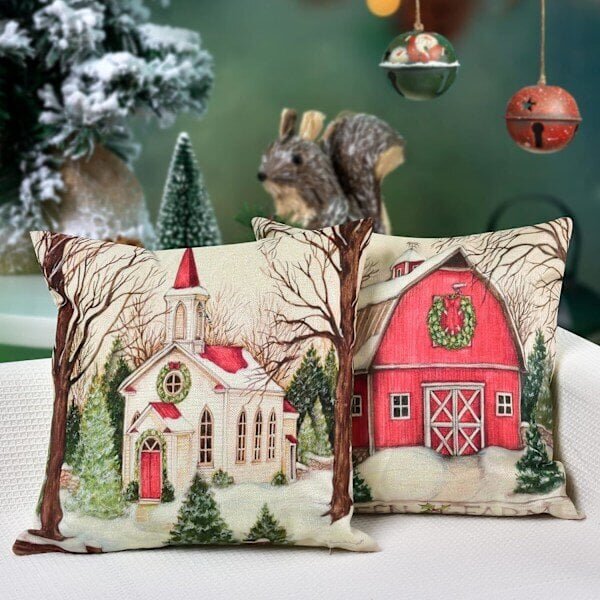 Joulukoristeet Joulutyynynpäällinen 18x18 tuuman 4-Xmas-sarjan tyynynpäällinen Mukautettu vetoketjullinen neliönmuotoinen tyynyliina hinta ja tiedot | Joulukoristeet | hobbyhall.fi