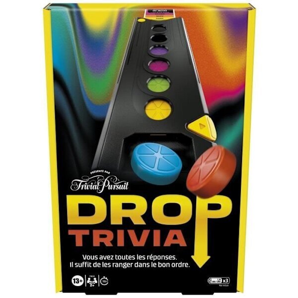 Drop Trivia, Voice and Sound Electronic Group Game, 13-vuotiaat, 2 pelaajaa tai enemmän, 15 min, Trivial Pursuitin inspiroima, Hasbro Ga hinta ja tiedot | Lautapelit ja älypelit | hobbyhall.fi