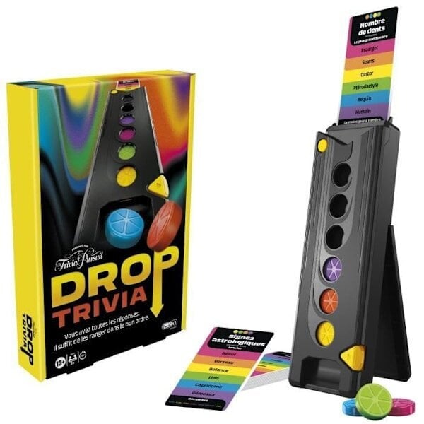 Drop Trivia, Voice and Sound Electronic Group Game, 13-vuotiaat, 2 pelaajaa tai enemmän, 15 min, Trivial Pursuitin inspiroima, Hasbro Ga hinta ja tiedot | Lautapelit ja älypelit | hobbyhall.fi