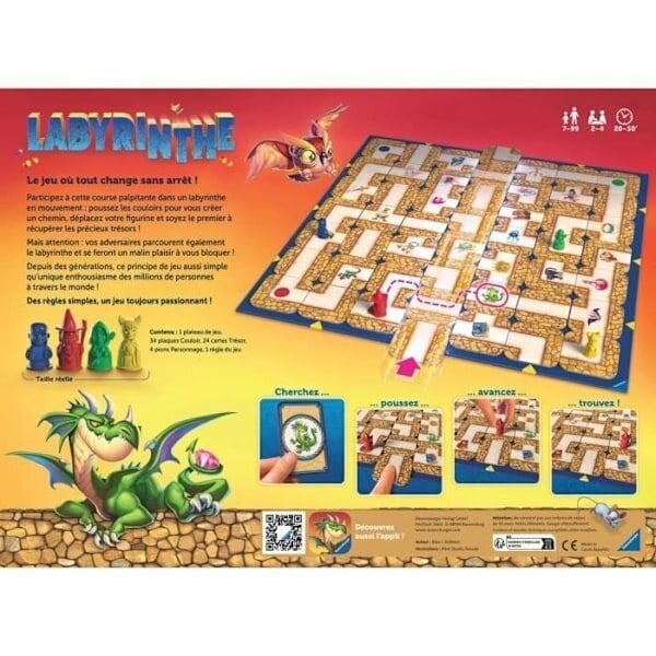 Labyrintti - Ravensburger - Koko perheen lautapeli - Aarteenetsintä liikkuvassa sokkelossa - 7-vuotiaasta alkaen Keltainen hinta ja tiedot | Lautapelit ja älypelit | hobbyhall.fi