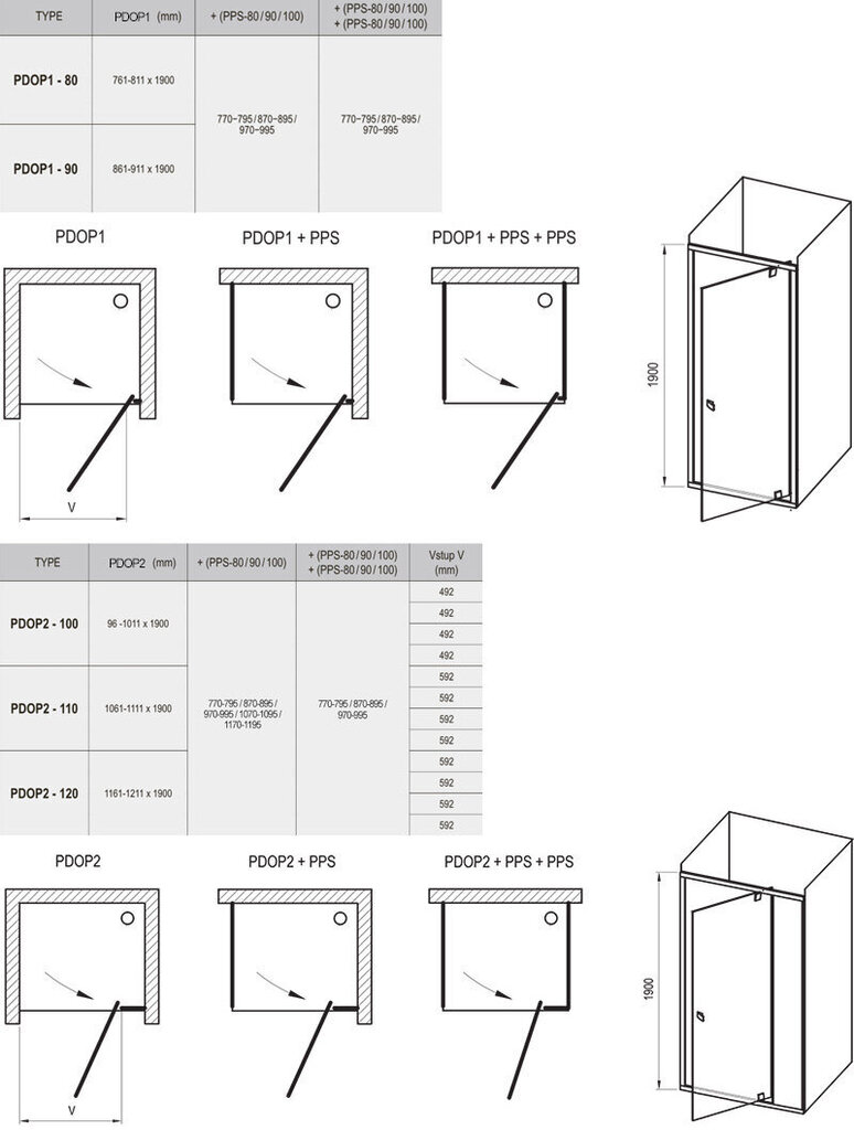 Suihku Ravak Pivot PDOP2 100 hinta ja tiedot | Suihkuseinät ja -ovet | hobbyhall.fi