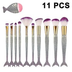 Meikkiharjat Set 11pcs Makeup Brush Cosmetic Brushes Eyeshadow Eyeliner Blush Brushes Purple hinta ja tiedot | Meikkisiveltimet ja meikkisienet | hobbyhall.fi