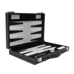 Travel backgammon 28 cm - ENGELHART - Musta/Valkoinen/Harmaa - Lautapeli - Alkaen 6 vuotta Musta, harmaa, valkoinen hinta ja tiedot | Lautapelit ja älypelit | hobbyhall.fi