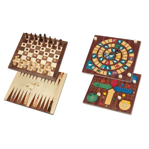 Puinen laatikko - CAYRO - 5 peliä - Hanhipeli, hevosenkengät, shakki, tammi ja backgammon hinta ja tiedot | Lautapelit ja älypelit | hobbyhall.fi