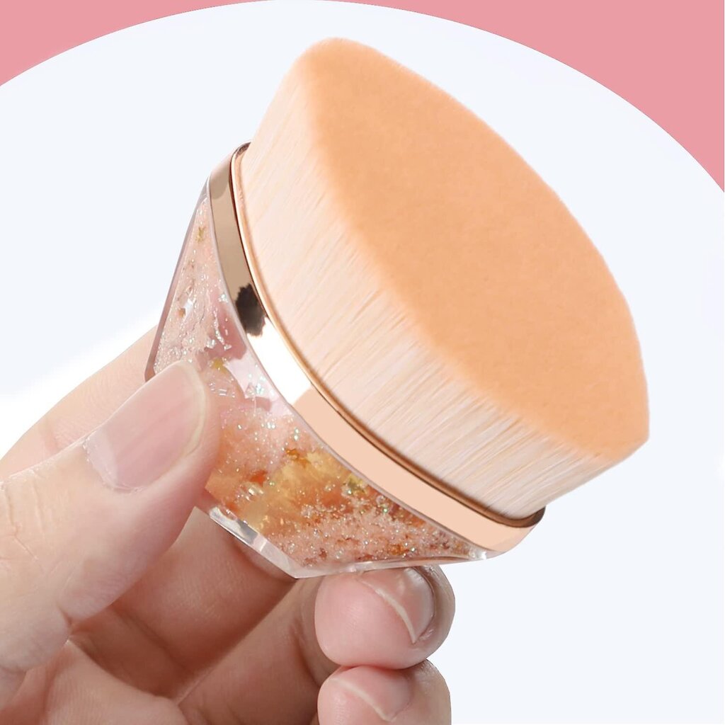 Foundation Brush, Premium Quicksand Kabuki Makeup Brush Flat Top Hexagon Makeup Brush ja Case (Rose Gold) hinta ja tiedot | Meikkisiveltimet ja meikkisienet | hobbyhall.fi