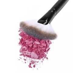 Fan Makeup Brush, Professional Korostaminen Make Up Brush Blush Bronzer Cheekbones Brush, musta hinta ja tiedot | Meikkisiveltimet ja meikkisienet | hobbyhall.fi