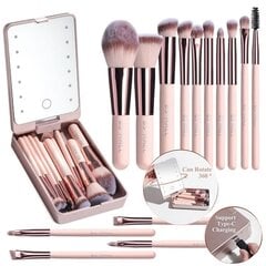 Travel Mirror With Light, Travel Make Up Accessories, Function Cosmetic Brushes Kit Makeup Brush Set naisille Valkoinen hinta ja tiedot | Meikkisiveltimet ja meikkisienet | hobbyhall.fi