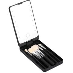 Travel Makeup Brush Set LED-valo peili 5 Makeup Brush Sets lahjoja varten musta musta hinta ja tiedot | Meikkisiveltimet ja meikkisienet | hobbyhall.fi