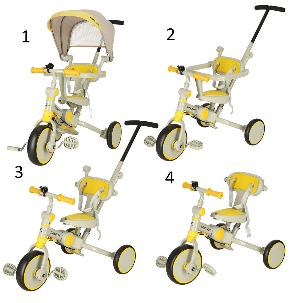 Lasten kolmipyörä katos "Trike Fix V4", vaaleankeltainen hinta ja tiedot | Kolmipyörät | hobbyhall.fi