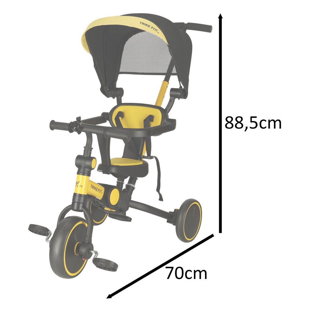 Lasten kolmipyörä katos "Trike Fix V4", keltainen hinta ja tiedot | Kolmipyörät | hobbyhall.fi