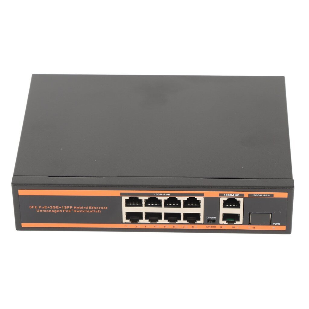 Poe Switch 100M 1000M 11Port Unmanaged 802.3af-yhteensopiva Gigabit PoE Switch verkkoverkkokameralle US Plug 100 - 240V hinta ja tiedot | Verkkokytkimet | hobbyhall.fi