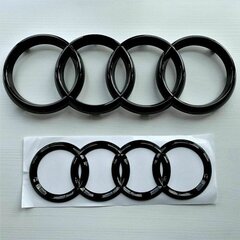 AUDI KIILTÄVÄ MUSTA MERKKIEMBLEEMIRENKAAT ETU- JA TAKAPUOLELLE A1 A3 A4 A5 273MM 192MM - Täydellinen hinta ja tiedot | Lisätarvikkeet autoiluun | hobbyhall.fi