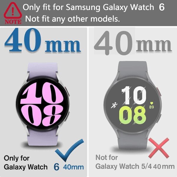 Samsung Galaxy Watch 6 40mm kotelolle, 2 in 1 Design Full Cover Galaxy Watch 6 40mm(2023) TPU Cover Näytönsuoja Samsung Smart Watch 6 40mm hinta ja tiedot | Älykellojen ja aktiivisuusrannekkeiden lisätarvikkeet | hobbyhall.fi