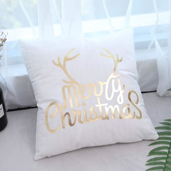 Joulutyynynpäällinen, 4 kpl Golden Snowflakes Christmas Happy koristeellinen sohvatyynyliina, 45*45cm Sunmostar hinta ja tiedot | Joulukoristeet | hobbyhall.fi