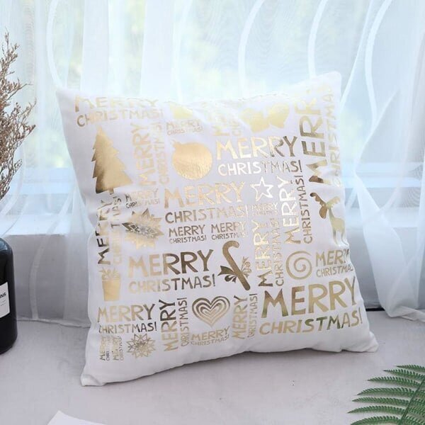 Joulutyynynpäällinen, 4 kpl Golden Snowflakes Christmas Happy koristeellinen sohvatyynyliina, 45*45cm Sunmostar hinta ja tiedot | Joulukoristeet | hobbyhall.fi