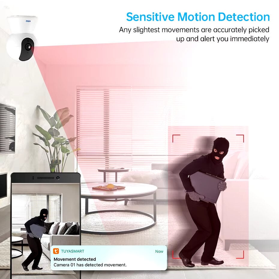 5 megapikselin Smart Mini WiFi IP-kamera sisäkäyttöön langaton kodin turvallisuus AI Human Detect CCTV valvontakamera automaattinen seuranta hinta ja tiedot | Valvontakamerat | hobbyhall.fi