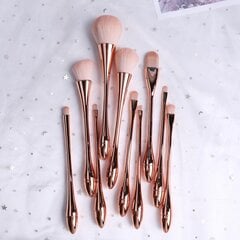 10Pcs / Set Makeup Brush Kiiltävä kahva Smooth Brush Head Keinokuitu Cosmetic Face Brush Set for hinta ja tiedot | Meikkisiveltimet ja meikkisienet | hobbyhall.fi