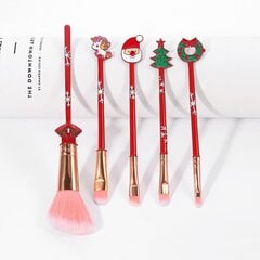 5Pcs/6Pcs joulu Makeup Brushes Set Festive Design Keinokuitu Kestävä Metal kahva Xmas hinta ja tiedot | Meikkisiveltimet ja meikkisienet | hobbyhall.fi