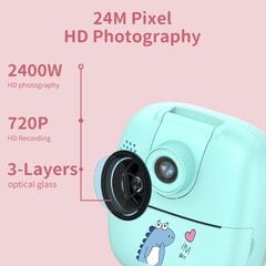 A18 HD tulostettava sarjakuva lasten digitaalikamera pyörivällä linssillä, Spec: Pink+16G hinta ja tiedot | Kamerat | hobbyhall.fi