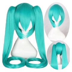 Hatsune Miku -peruukki Cosplay-juhliin, peruukki 2 poninhännällä, pitkät suorat peruukit, Halloween-karnevaalin rekvisiitta hinta ja tiedot | Naamiaisasut | hobbyhall.fi