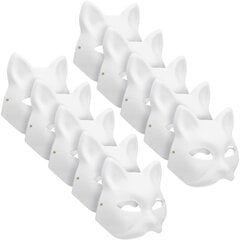 10 kpl Therian Mask Cat Fox Mask Therian Halloween Mask Therian-asu lapsille aikuisille Tyhjä naamio lomabileisiin ＆ Therian hinta ja tiedot | Naamiaisasut | hobbyhall.fi