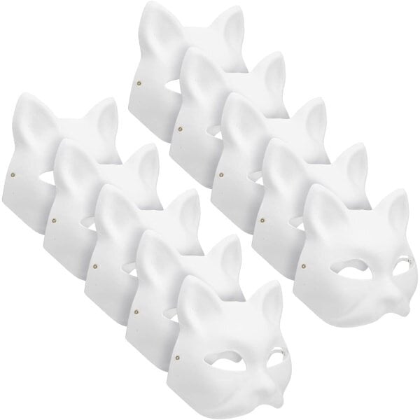 10 kpl Therian Mask Cat Fox Mask Therian Halloween Mask Therian-asu lapsille aikuisille Tyhjä naamio lomabileisiin ＆ Therian hinta ja tiedot | Naamiaisasut | hobbyhall.fi