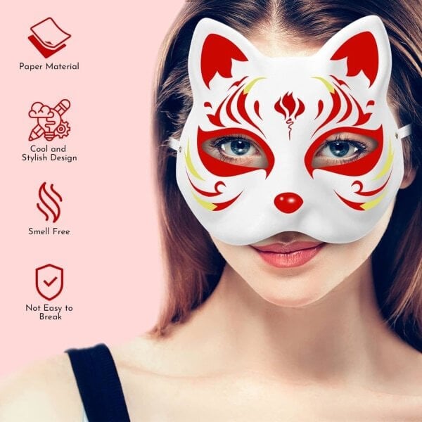 10 kpl Therian Mask Cat Fox Mask Therian Halloween Mask Therian-asu lapsille aikuisille Tyhjä naamio lomabileisiin ＆ Therian hinta ja tiedot | Naamiaisasut | hobbyhall.fi