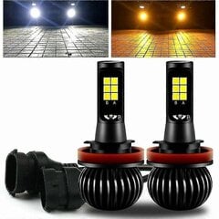 2X H8 H11 kaksivärinen Switchback valkoinen Amber LED COB sumuvalot 160W 2600LM hinta ja tiedot | Upotettavat valaisimet ja LED-valaisimet | hobbyhall.fi