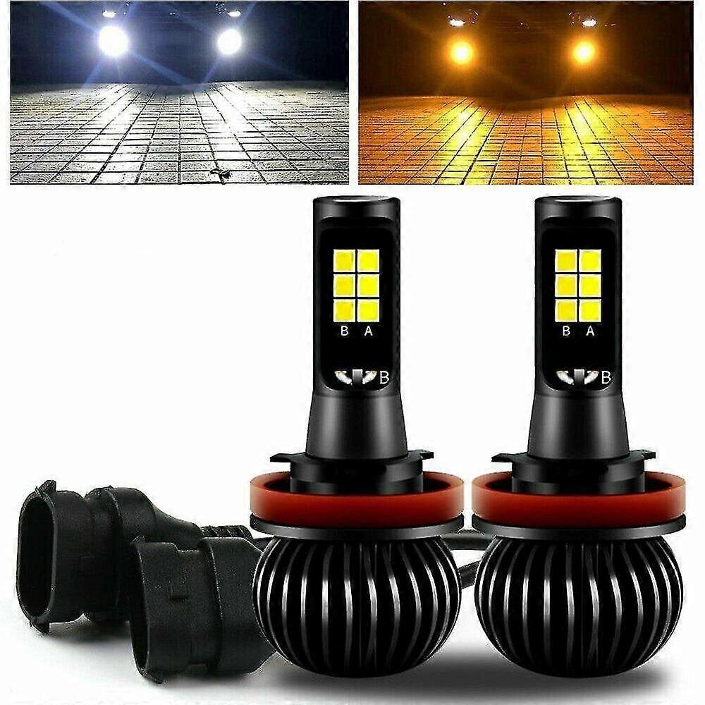 2X H8 H11 kaksivärinen Switchback valkoinen Amber LED COB sumuvalot 160W 2600LM hinta ja tiedot | Upotettavat valaisimet ja LED-valaisimet | hobbyhall.fi