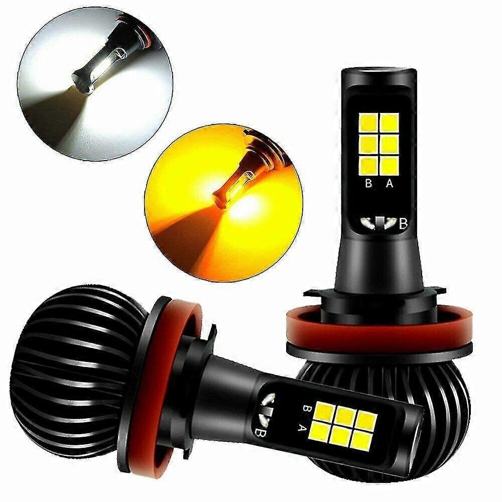 2X H8 H11 kaksivärinen Switchback valkoinen Amber LED COB sumuvalot 160W 2600LM hinta ja tiedot | Upotettavat valaisimet ja LED-valaisimet | hobbyhall.fi