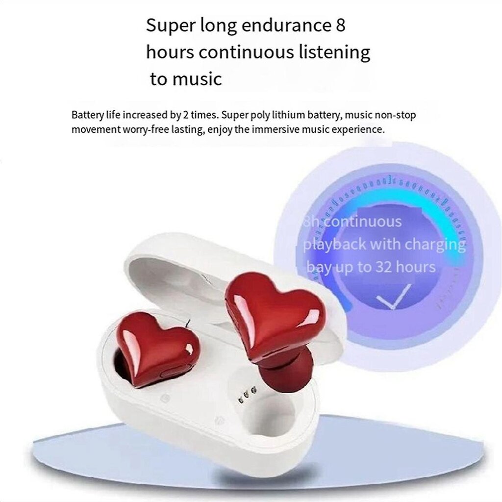 Love Bluetooth-Kuulokkeet Vedenpitävä, Helppo Pariliitos Jatkuva Kannettava Korvan Melua Vaimentava Heart He hinta ja tiedot | Kuulokkeet | hobbyhall.fi