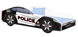 Sänky patjalla Auto BED-POLICE-1, 140x70, musta/valkoinen hinta ja tiedot | Lastensängyt | hobbyhall.fi