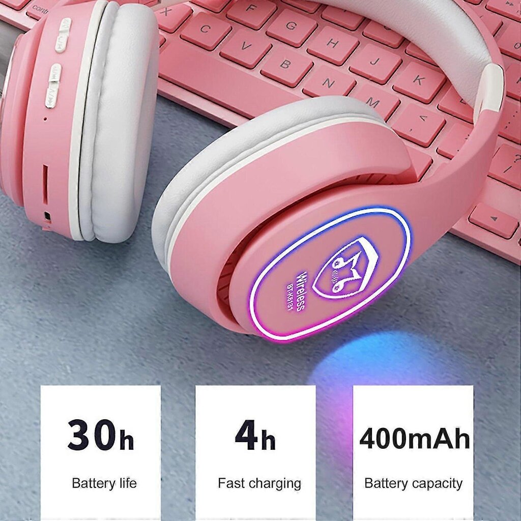 Bluetooth 5.0 Led-Valokortti Aseta Langattomat Stereokuulokkeet Kuulokemikrofoni_Yellow hinta ja tiedot | Kuulokkeet | hobbyhall.fi